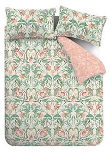Biancheria da letto singola verde-rosa 135x200 cm Clarence Floral - Catherine Lansfield