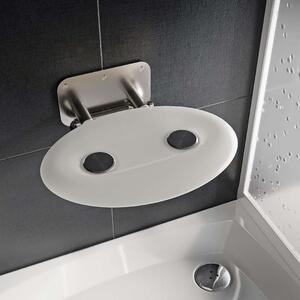 Ravak Ovo P II - Sedile doccia Opal, 410x350 mm, acciaio inox/bianco traslucido B8F0000049