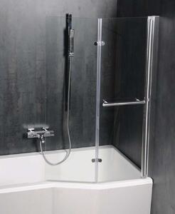 Polysan Odessa - Schermo per vasca da bagno pneumatico 970 mm, alluminio lucido/vetro trasparente 37127