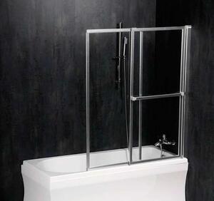 Polysan Olbia - Schermo per vasca da bagno pneumatico 1230 mm, alluminio lucido/vetro trasparente 30317