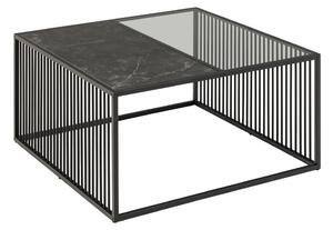 Tavolino nero con piano in vetro 80x80 cm Strington - Actona