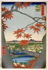 Riproduzione Maples leaves at Mama, Hiroshige, Ando or Utagawa
