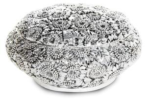 Cofanetto - Portagioie Girasoli in Resina Argentata Ø 10,5x6 h. cm