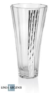 Vaso in Cristallo con placca d'argento 29,5 h. cm