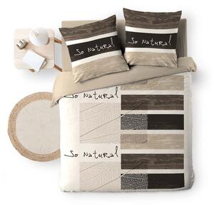 Set copripiumino e federa marrone in cotone per letto matrimoniale 200x200 cm So Natural – douceur d'intérieur