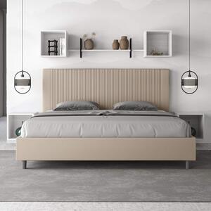 Letto senza rete imbottito 160x200 similpelle tortora GOYA