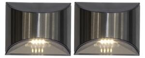 Set di 2 luci LED solari a parete in acciaio inox, altezza 8 cm Wally - Star Trading