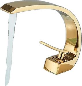 Rubinetto da lavabo, design monocomando, miscelatore acqua calda e fredda, oro lucido
