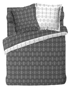 Copripiumino bianco/grigio scuro in cotone per letto matrimoniale/per letto esteso 240x220 cm Aristide – douceur d'intérieur