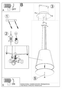 Lampada a sospensione nera con paralume in vetro ø 50 cm Tresco - Nice Lamps