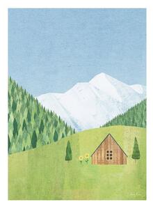 Poster 30x40 cm Mountain Cabin - Travelposter