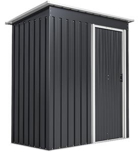 Outsunny Casetta da Giardino Porta Utensili in Lamiera di Acciaio, Capanno da Giardino in Acciaio con Porte Scorrevoli, 163x89x182cm, Nero | Aosom Italy