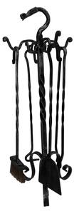 Gruppo per camino in Ferro battuto base quadrata 28x h 75 cm - Peso 5,2 kg lavorazione artigianale in stile classico made In Italy 100x100