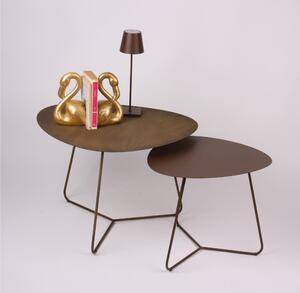 Tavolino da salotto forma ovoidale BIG STONE design moderno dimensioni 66x72x 49 h cm - peso 7,8 kg Stile moderno colore Ottone Brunito