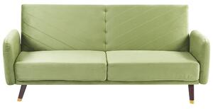 Divano Letto Tessuto Velluto Blu Navy Soggiorno Moderno 3 Posti Gambe In Legno Braccio A Pista Beliani