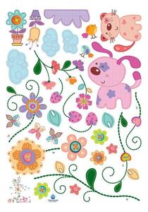 Adesivo murale Animali colorati e albero - Ambiance