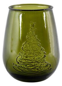 Vaso in vetro verde con motivo natalizio, altezza 13 cm Arbol de Navidad - Ego Dekor