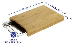Tagliere in bambù con vassoio in acciaio inox 24,5x35 cm - Maximex