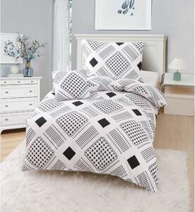 Biancheria da letto singola in microsatinato bianco e nero 3 pezzi 140x200 cm Roberto - My House