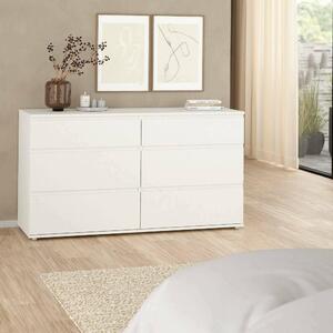 Dmora Cassettiera Albacore 50x153.4x83.7h cm Bianco, 6 Cassetti Apertura Scorrevole