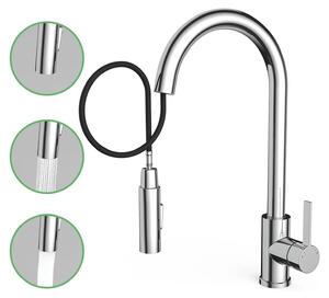 Rubinetto da cucina - Rubinetto estraibile per lavello - Acciaio inossidabile 304 - 2 tipi di getto - Acqua calda e fredda - Alta pressione - Montaggio a filo
