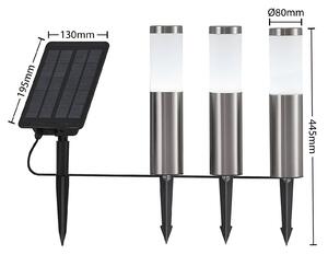 Lindby Lexiane lampade LED solari, set 3x, acciaio