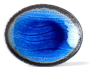 Piatto ovale in ceramica blu, 24 x 20 cm Cobalt - MIJ