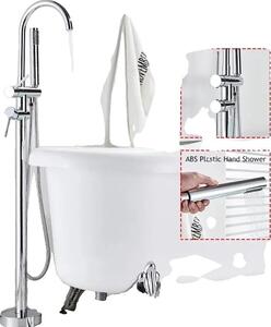 Rubinetteria per vasca da bagno, installazione indipendente, design a doppia maniglia, cromato