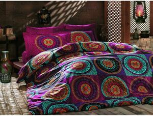Biancheria da letto in cotone rosa e turchese per letto matrimoniale 200x200 cm Gipsy - Mijolnir
