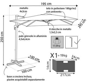 VOLTA - ombrellone da giardino decentrato 2 x 3