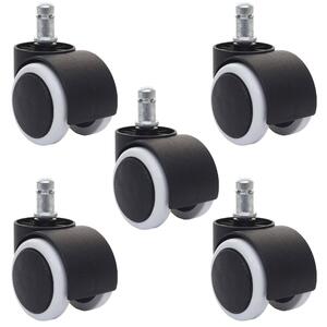 Set di 5 ruote per pavimenti duri HWC-H86, ruote per sedie da ufficio, portata 150 kg Ø 11 mm ~ bianco