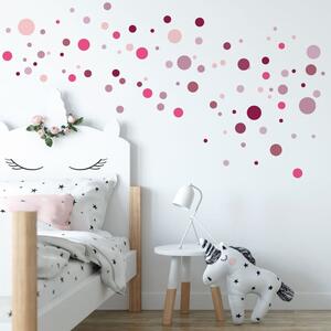 Set di 100 adesivi murali rosa Adesivi rotondi - Ambiance