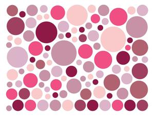 Set di 100 adesivi murali rosa Adesivi rotondi - Ambiance