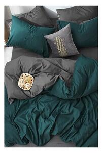 Biancheria da letto singola in cotone/allungata con lenzuolo color petrolio/grigio 160x220 cm - Mila Home