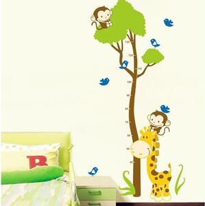 Adesivo per bambini - metro per porta o parete 40x150 cm Tree and Monkey - Ambiance