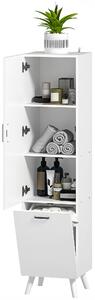 HOMCOM Mobile da Bagno con Armadietto a 3 Ripiani e Spazio Portaoggetti Inferiore, in Legno, 35x31.5x144 cm, Bianco | Aosom Italy