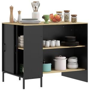 HOMCOM Isola da Cucina con Ripiani, Portacoltelli e Armadietto con Anta Scorrevole, 14.5x70x90cm, Nero|Aosom