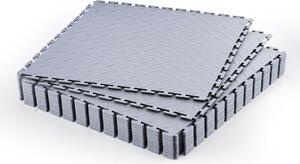 Pavimento in PVC per garage - Piastrelle a incastro - Superficie 4,2 m² (confezione da 16) - 51,3 x 51,3 x 0,5 cm - Profilo diamantato antiscivolo - Posa a incastro - Per garage, officina, magazzino - Grigio chiaro
