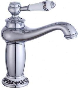 Rubinetto per lavabo - Monoforo - Montaggio a vista - Miscelatore caldo/freddo - Monocomando - Caratteristiche interne in ottone - Corpo in rame - Attacco G3/8 - Argento