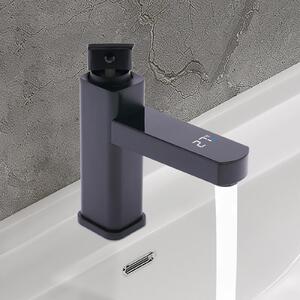 Rubinetto a cascata digitale a LED - Rubinetto per lavabo - Miscelatore caldo/freddo - Cartuccia in Vetroceramica - Acciaio inossidabile - G1/2 (circa 1,27 cm) - Montaggio a vista - Nero