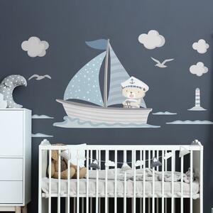 Adesivi murali blu per bambini Capitan Teddy - Ambiance