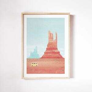Poster 30x40 cm Monument Valley - Travelposter