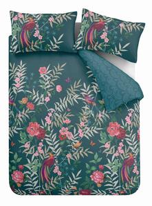Biancheria verde per letto matrimoniale 200x200 cm Tropical Floral Birds - Catherine Lansfield