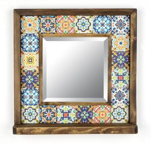 Specchio da parete con mensola con cornice in pietra 32,5x33 cm - Wallity