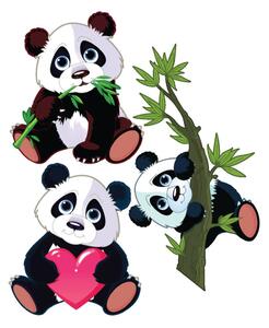 Set di 3 adesivi murali Panda - Ambiance