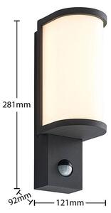 Lucande - Jokum LED Applique da Parete da Esterno con Sensore Grafite
