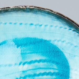 Piatto ovale in ceramica blu, 24 x 20 cm Sky - MIJ