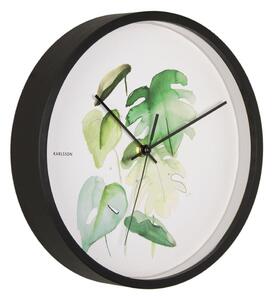 Orologio da parete verde e bianco con cornice nera Monstera, ø 26 cm - Karlsson