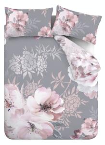 Biancheria da letto grigia , 135 x 200 cm Dramatic Floral - Catherine Lansfield