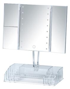 Specchio cosmetico pieghevole bianco con retroilluminazione a LED e organizer per il trucco Fanano - Wenko
